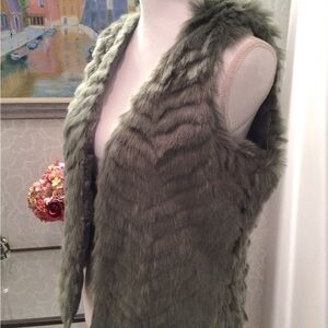 PRICE DROP - Olive Green Faux Fur Vest